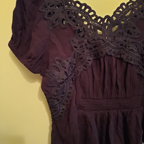 Free People Sweet Roses Pullover Blouse Navy XS - Picture 7 of 11